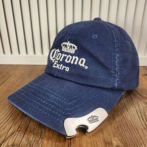 Corona Extra Bottle Opener Strapback Hat Cap Blue Canvas Cerveza Beer Crown 2008